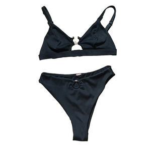 Black Ribbed Bikini Set